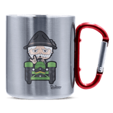 Da Oid Sinzer Bulldog Edelstahl Kaffeetasse roter Karabiner 320ml Kitzstein Front